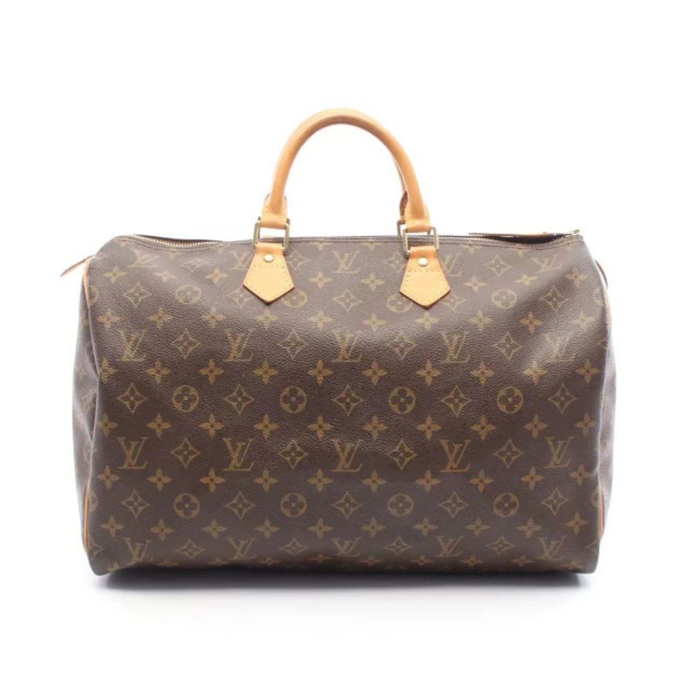 Louis Vuitton Speedy Handbag Canvas Leather Monogram Brown